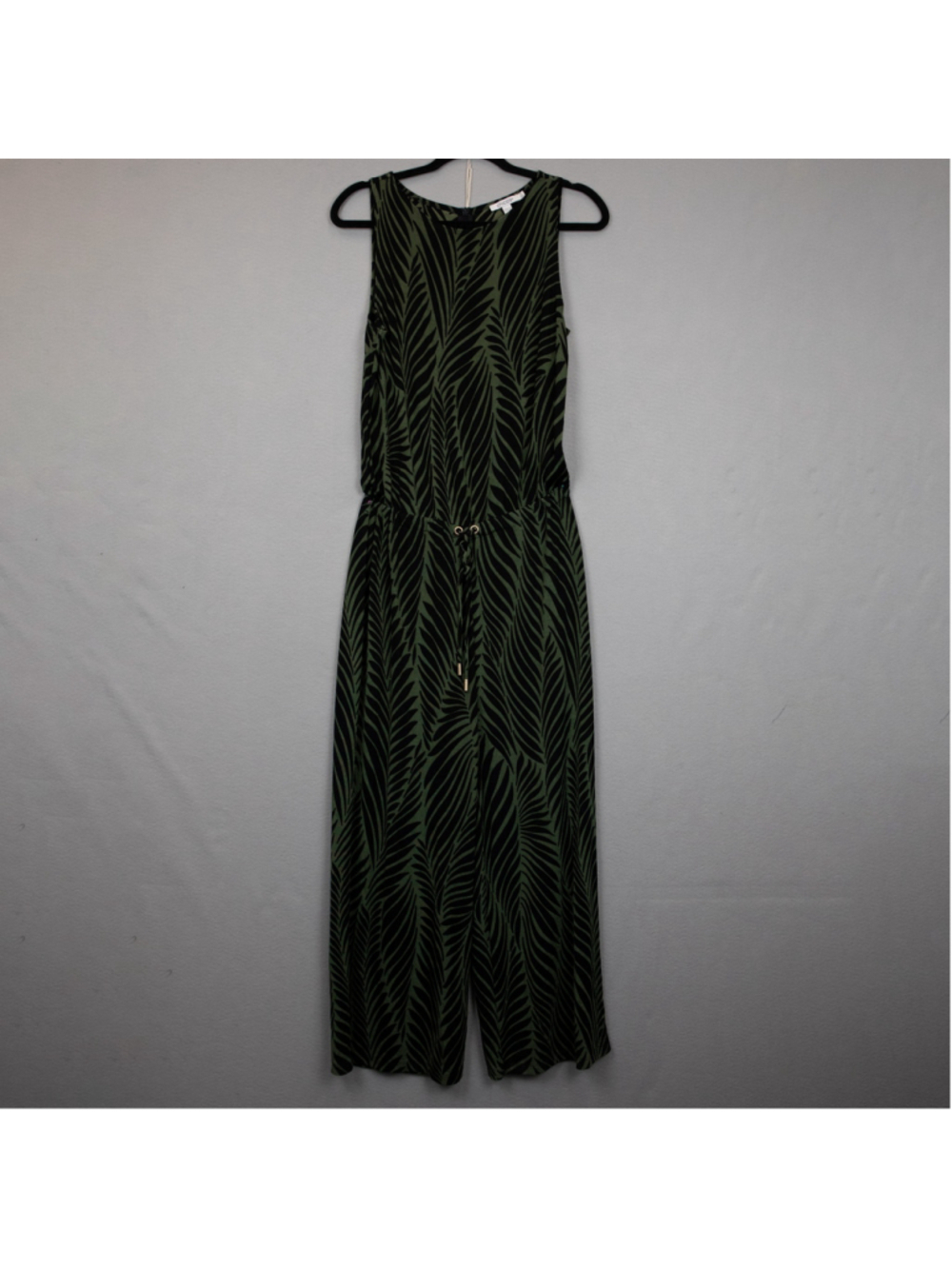 Chico's Travelers green black leaf print jumpsuit-0